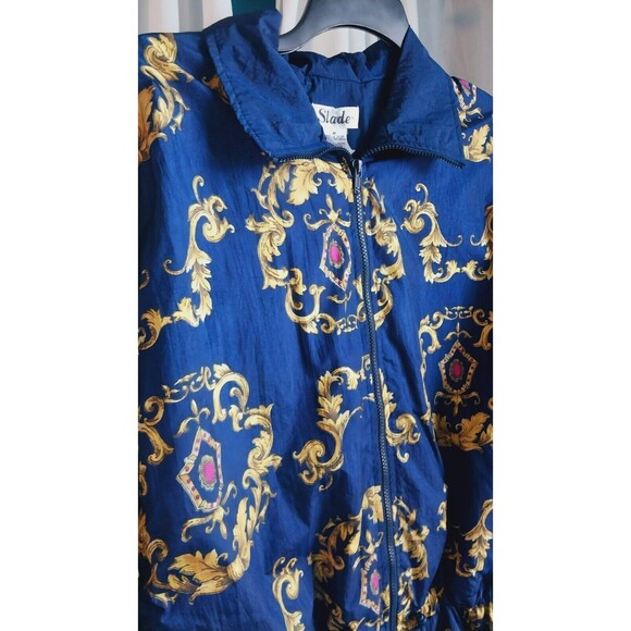 Vintage Slade Jacket Womens Zip+ Drawstring Waist Windbreaker 80- 90's Blue Med - Picture 3 of 10